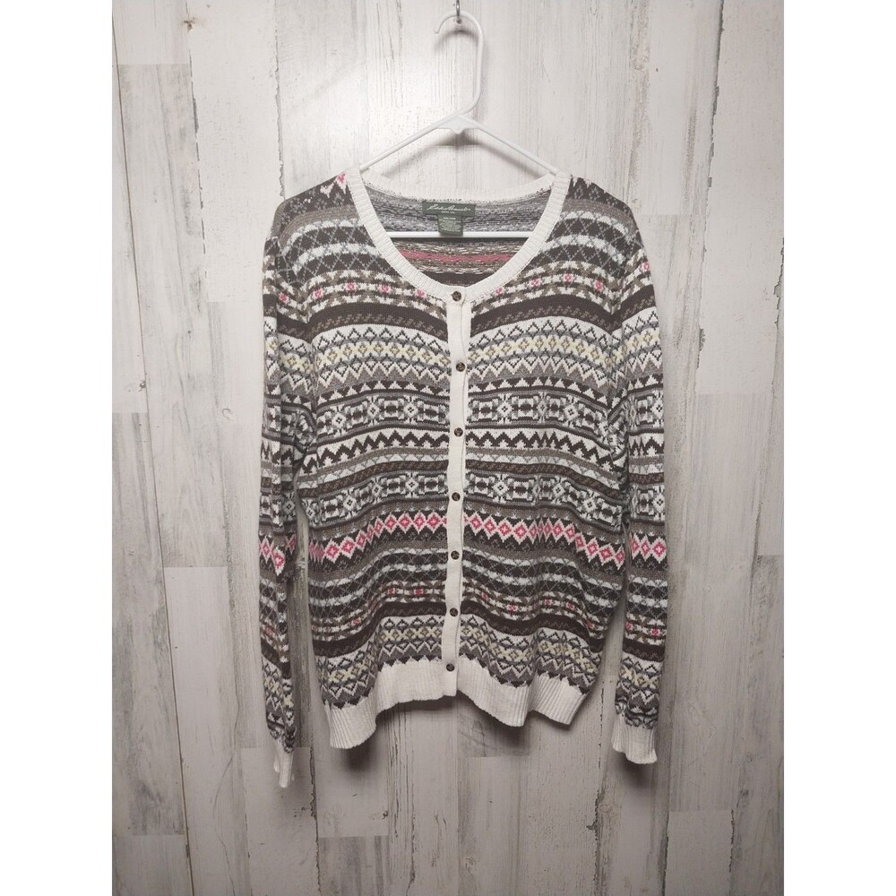 Eddie Bauer Button Front Fair Isle Cardigan Sweater XXL
